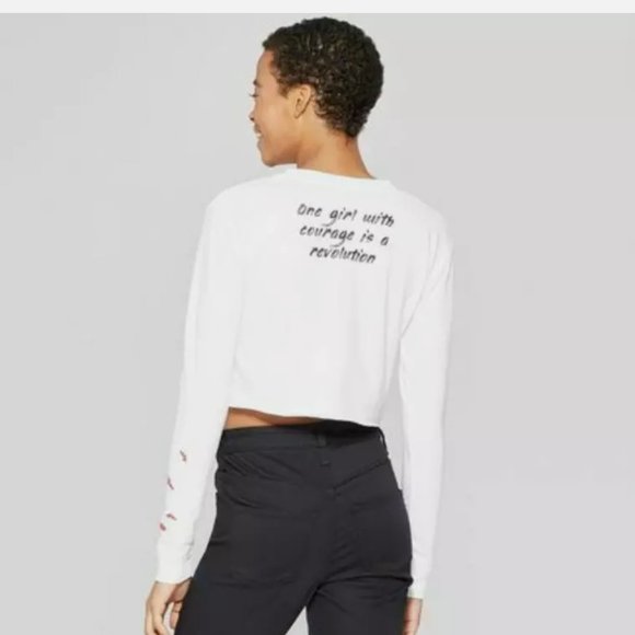 Girl Rising Crop Graphic Long Sleeve T-Shirt White - Picture 2 of 5